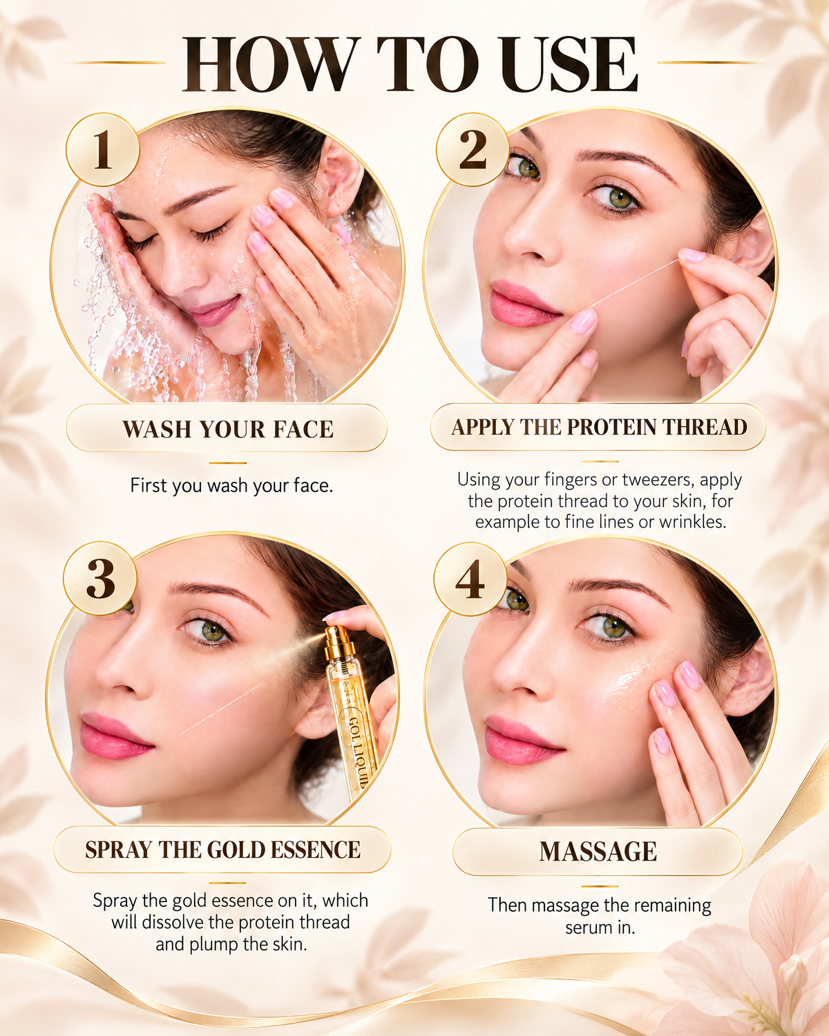 Gold Melt Peptide Threads — Dissolving Collagen Threads & Gold Essence for Fine Lines